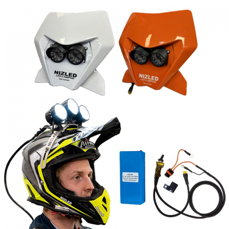Nizled kåsakit 2024 med 5 lampor, hjälmkit, 15Ah-batteri + kåsaladdare och lampkåpa i gruppen Billyd / LED-Belysning / Enduro / Hva passer til motorsykkelen min / KTM / 2024- / 4-takt hos BRL Electronics (SETKASAKITT152024)