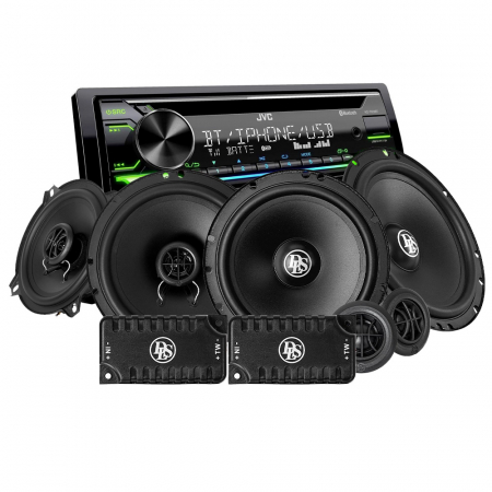 JVC KD-T922BT & DLS PA front- og baksystem, bilstereopakke i gruppen Pakkeløsninger / Pakker for bilen / Bilstereopakker hos BRL Electronics (SETKDT922BTPKT1)