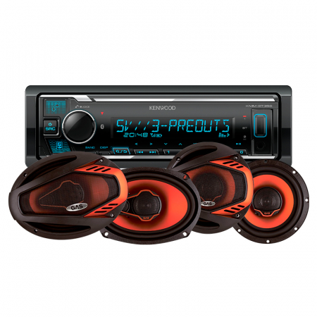 Kenwood KMM-BT358 & GAS BEAT-högtalare, bilstereopaket i gruppen Pakkeløsninger / Pakker for bilen / Bilstereopakker hos BRL (SETKMM356BEAT)