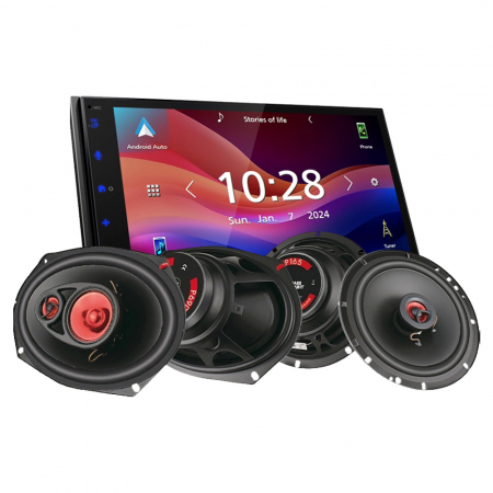 JVC KW-M593BT & Bass Habit PLAY-høyttalere, bilstereopakke i gruppen Pakkeløsninger / Pakker for bilen / Bilstereopakker hos BRL Electronics (SETKWM593BTBHPLAY)