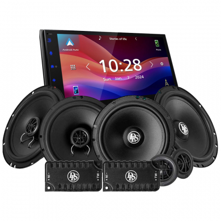 JVC KW-M593BT & DLS PA frem- og baksystem, bilstereopakke i gruppen Pakkeløsninger / Pakker for bilen / Bilstereopakker hos BRL Electronics (SETKWM593BTPA620)