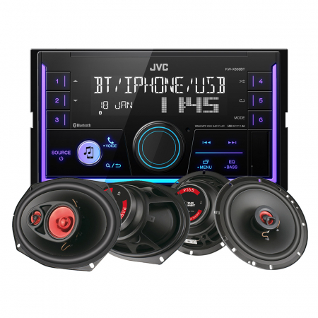 JVC KW-X850BT & Bass Habit Play-högtalare, bilstereopakke i gruppen Pakkeløsninger / Pakker for bilen / Bilstereopakker hos BRL Electronics (SETKWX850BTPLAY)