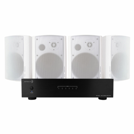 Dayton Audio MA1260 & 2 par DLS MB6i hvite utendørshøyttalere