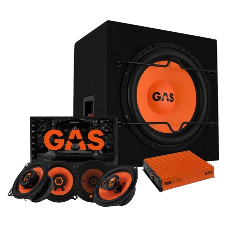 GAS MAD B1-112 med forsterker, bilstereo og MAD X1-høyttalere, komplett pakke i gruppen Pakkeløsninger / Pakker for bilen / Helhetspakker hos BRL (SETMADB1112PKT4)