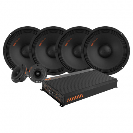 4-pakning GAS MAD PM2-84 med PT1-254 SPL-pakke med forsterker, medium i gruppen Pakkeløsninger / Pakker for bilen / SPL Høyttalerpakker hos BRL Electronics (SETMADPM284PKT5)