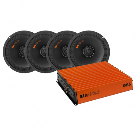 4-pakning GASS MAD PX2-64 & MAD A1-70.2 SPL-pakke, medium i gruppen Pakkeløsninger / Pakker for bilen / SPL Høyttalerpakker hos BRL Electronics (SETMADPX264PKT1)