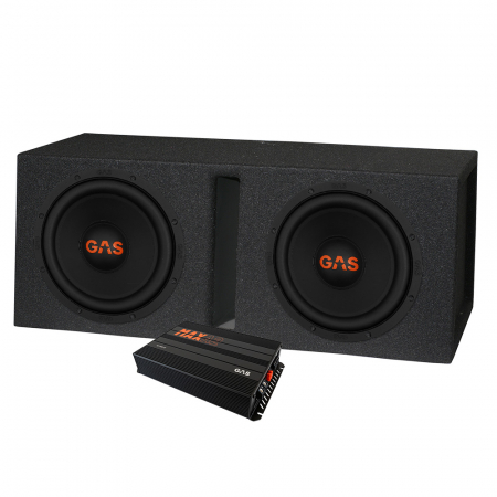 GAS MAD S2-8D2 2x8 tommer i GV-boks & MAX A2-800.1D, basspakke i gruppen Pakkeløsninger / Pakker for bilen / Basspakker hos BRL (SETMADS28D2PKT3)