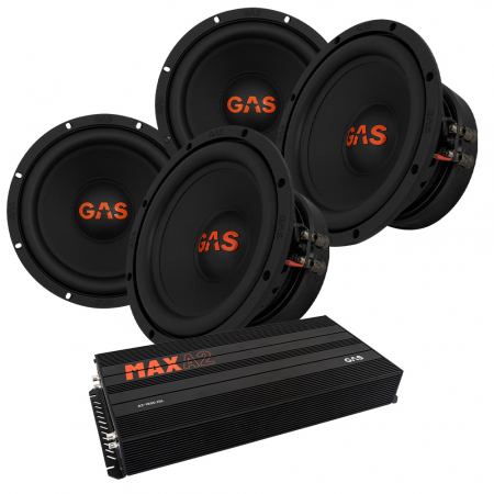 4-pack GAS MAD S2-8D2 & MAX A2-1500.1D, baspaket i gruppen Pakkeløsninger / Pakker for bilen / Basspakker hos BRL Electronics (SETMADS28D2PKT4)