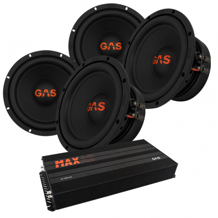 4-pakke GAS MAD S2-8D2 & MAX A2-1500.1D, basspakke i gruppen Pakkeløsninger / Pakker for bilen / Basspakker hos BRL Electronics (SETMADS28D2PKT4)