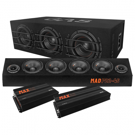 GAS MAX B1-38 og MAD PB2-46, raggarpakke med forsterker i gruppen Pakkeløsninger / Pakker for bilen / Raggarpakke hos BRL Electronics (SETMAXB138PKT2)