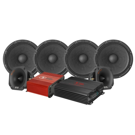 4-pakning GAS MAX PM2-64 med PT2-384 og forsterker, SPL-pakke i gruppen Pakkeløsninger / Pakker for bilen / SPL Høyttalerpakker hos BRL (SETMAXPM264PKT3)