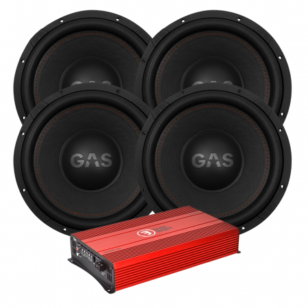 4-pack GAS MAX S1-15D2 med Bass Habit SE8000.1D1, baspaket i gruppen Pakkeløsninger / Pakker for bilen / Basspakker hos BRL Electronics (SETMAXS115D2PKT2)