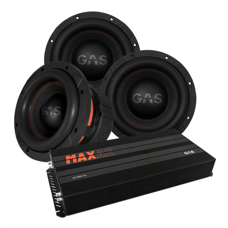 3-pakke GAS MAX S1-8D1 & MAX A2-1500.1D, basspakke til jänkere i gruppen Pakkeløsninger / Pakker for bilen / Basspakker hos BRL Electronics (SETMAXS18D1PKT3)