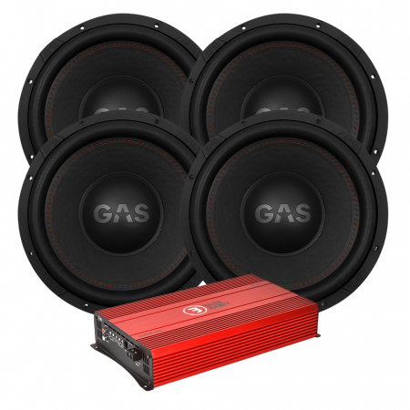 4-pack GAS MAX S1-15D1 med Bass Habit SE8000.1D2, baspaket i gruppen Pakkeløsninger / Pakker for bilen / Basspakker hos BRL Electronics (SETMAXS215D1PKT4)