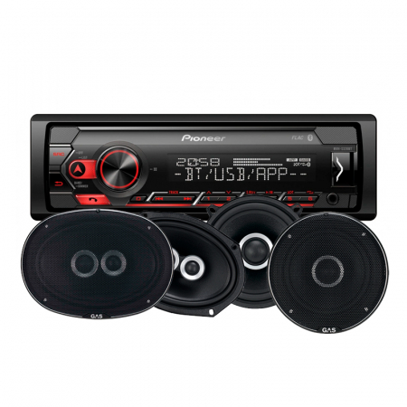 Pioneer MVH-S320BT & GAS Silver-högtalare i gruppen Pakkeløsninger / Pakker for bilen / Bilstereopakker hos BRL (SETMVHS320BTSILVER)