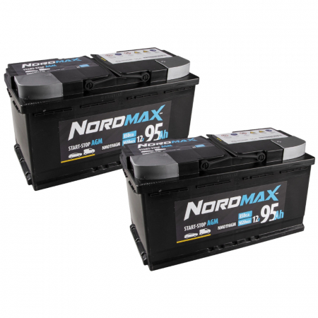 Batteripakke, 2 stk Nordmax AGM-batteri, 95Ah / 12V i gruppen Billyd / Tilbehør / Batterier hos BRL Electronics (SETNORDMAX95X2)