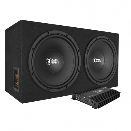 Bass Habit Play PL212 2x12tum med Play Power 600.1, baspaket i gruppen Pakkeløsninger / Pakker for bilen / Basspakker hos BRL Electronics (SETPL212PKT1)