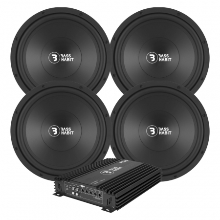 4-pakke Bass Habit P300 & Play Power 1000.1 (gen. 2), basspakke i gruppen Pakkeløsninger / Pakker for bilen / Basspakker hos BRL Electronics (SETPL300PKT2)