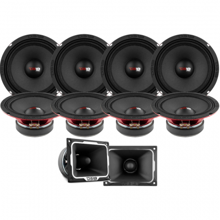 8-pakke DS18 PRO-X8.4M med PRO-TWX5, SPL-pakke stor i gruppen Pakkeløsninger / Pakker for bilen / SPL Høyttalerpakker hos BRL Electronics (SETPROX84MPKT2)