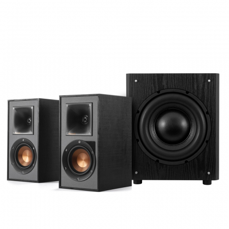 Klipsch R-41PM & System One W100 2.1 högtalarpaket, svart i gruppen Pakkeløsninger / Pakker for hjemmet / Høyttalerpakker hos BRL (SETR41PMPKT2)
