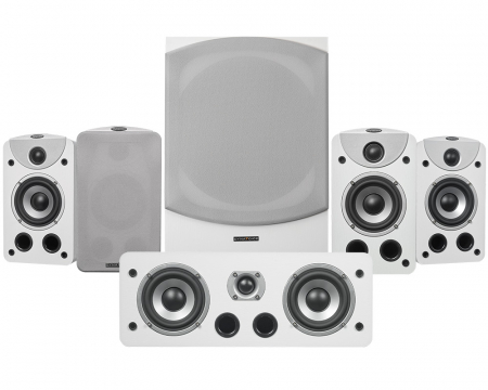 Dynavoice Magic S-4 EX Høyttalerpakke 5.1 med Magic MW10, vit i gruppen Pakkeløsninger / Pakker for hjemmet / Høyttalerpakker hos BRL (SETS4EXMW10W)
