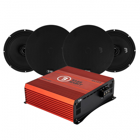 Bass Habit SPL Elite SE200CX & SE225.4DF, SPL hyllepakke med forsterker i gruppen Pakkeløsninger / Pakker for bilen / Hatthyllepakker hos BRL Electronics (SETSE200CXPKT4)