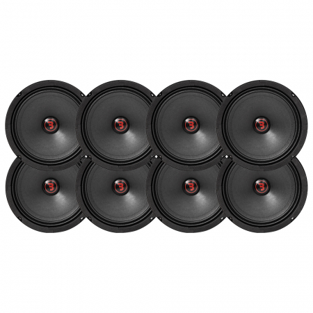 8-pakning Bass Habit Rebel SR165M, 6,5 tommers mellomtoner i gruppen Pakkeløsninger / Pakker for bilen / SPL Høyttalerpakker hos BRL Electronics (SETSR165MX8)