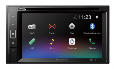 Pioneer AVH-A240DAB, bilstereo med Bluetooth, DVD, DAB og 3 par lavnivå