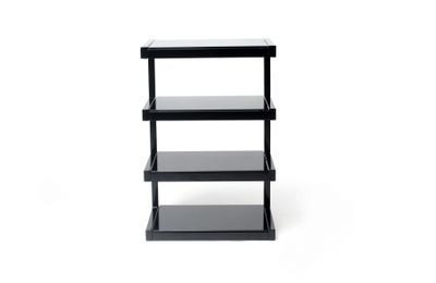 Norstone Esse Hifi, svart stereobenk med svarte hyller