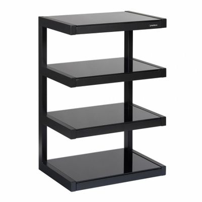 Norstone Esse Hifi, matt svart stereobenk med svarte hylleplan