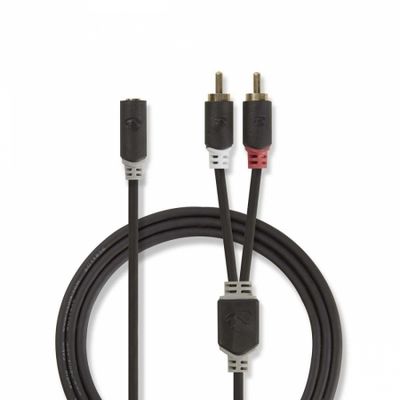 Nedis stereokabel med 2x RCA-hane till 1x 3,5mm hona, 0,2m