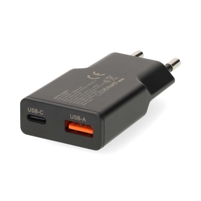 Nedis vegglader 30 W 1x USB-C 1x USB-A, svart