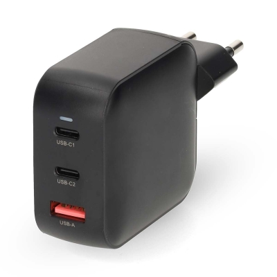 Nedis vegglader 100 W 2x USB-C 1x USB-A, svart