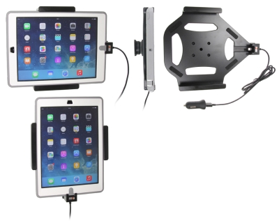 Brodit Aktiv holder med USB-kabel og cigarettadapter, Apple iPad 5th Gen (A1822, A1823)/9.7 6th Gen (A1893, A1954)/9.7 New/Air (A1474, A1475, A1476)