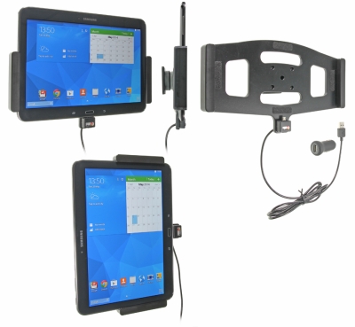 Brodit Aktiv holder med USB-kabel og cigarettadapter, Samsung Galaxy Tab 4 10.1 SM-T530/SM-T531/SM-T535