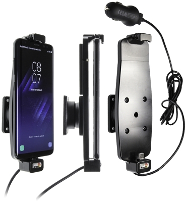 Brodit Aktiv holder med USB-kabel og cigarettadapter, Samsung Galaxy S10/S8/S9