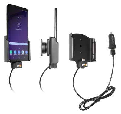 Brodit Aktiv holder med USB-kabel og cigarettadapter, Samsung Galaxy S9+ 