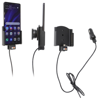 Brodit Aktiv holder med USB-kabel og cigarettadapter, Huawei P30 Pro 