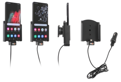 Brodit Aktiv holder med USB-kabel og cigg-adapter, Samsung Galaxy S20 Ultra 5G (SM-G988B)/S21 Ultra 5G SM-G9988/DS