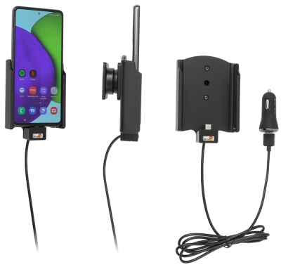 Brodit Aktiv holder med USB-kabel og cigarettadapter, Samsung Galaxy A52 SM-A52F/DS/A52S 5G SM-A528B. SM-A528B/DS