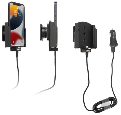 Brodit Aktiv holder med USB-kabel og cigarettadapter, Apple iPhone 13 Mini 