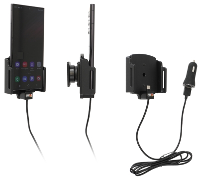 Brodit Aktiv holder med USB-kabel og cigarettadapter, Samsung Galaxy S22 Ultra 5G (SM-S908B/SM-S908B/DS) 