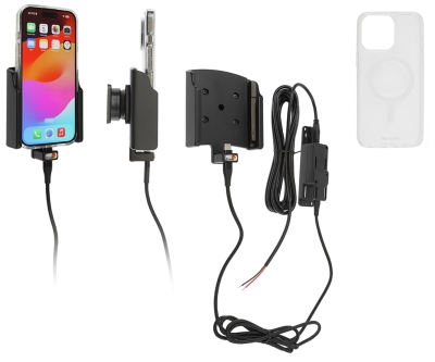 Brodit Mobildeksel med aktiv holder for fast installasjon, Apple iPhone 15 Pro 
