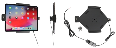 Brodit Holder med nøkkel-lås, Apple iPad Air 13 2024  (A2898, A2899, A2900)/Air 13 2025 M3 (A3268, A3268, A2371)/Pro 12,9 2018 (A1876, A1895, A1983, A2014)/Pro 12.9 2020 (A2069, A2232, A2229)/Pro 13 (A2925, A2926, A3007)