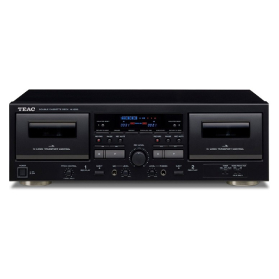 Teac W-1200 dobbelt kassettspiller med digitalisering, svart