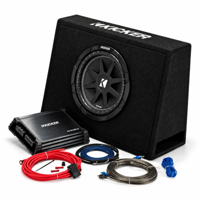 Kicker KickPack KKP210, basspakke med slank 10-tommers basskasse, forsterker og kabler