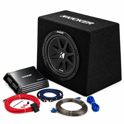 Kicker KickPack KKP212, basspakke med portet 12-tommers basskasse, forsterker og kabler
