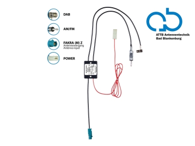 Antenne splitter AM/FM DAB+, Fakra-DIN-SMB
