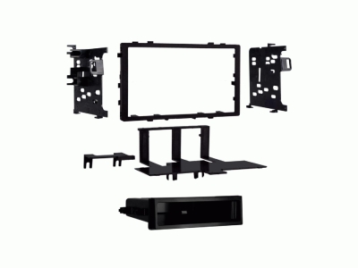 Monteringsramme 2-DIN med oppbevaringsrom, svart
