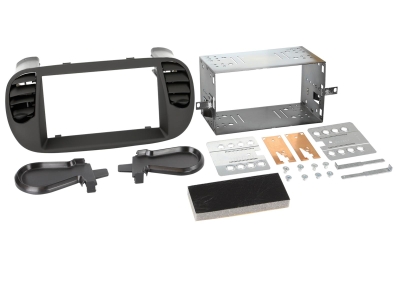 Monteringsramme 2-DIN Fiat 500, matt svart